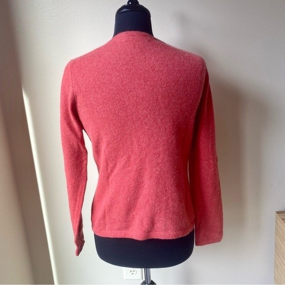 CHARTER CLUB Cashmere Sweater 2-ply V-neck Orange Coral - Picture 5 of 6